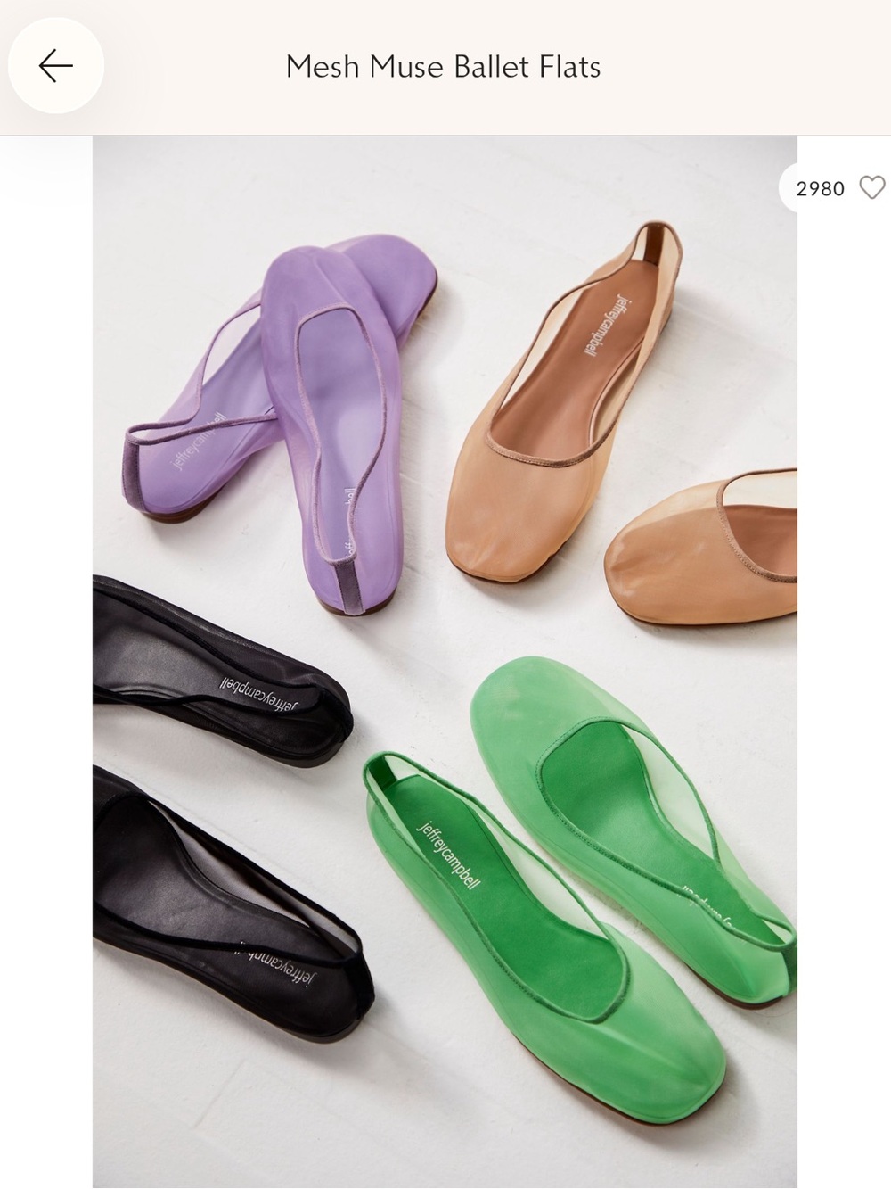 Jeffrey Campbell Mesh Muse Ballet Flats in Green, Lavender, Tan and Black